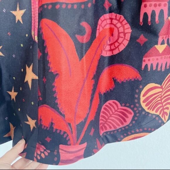 Farm Rio Mixed Black Prints Fleece Shirt Jacket size Small - Picture 9 of 11